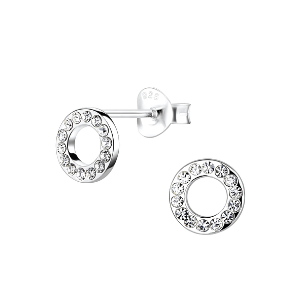 Silver Circle Stud Earrings - 8921