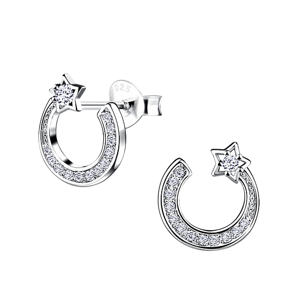 Silver Shooting Star Stud Earrings - 8576