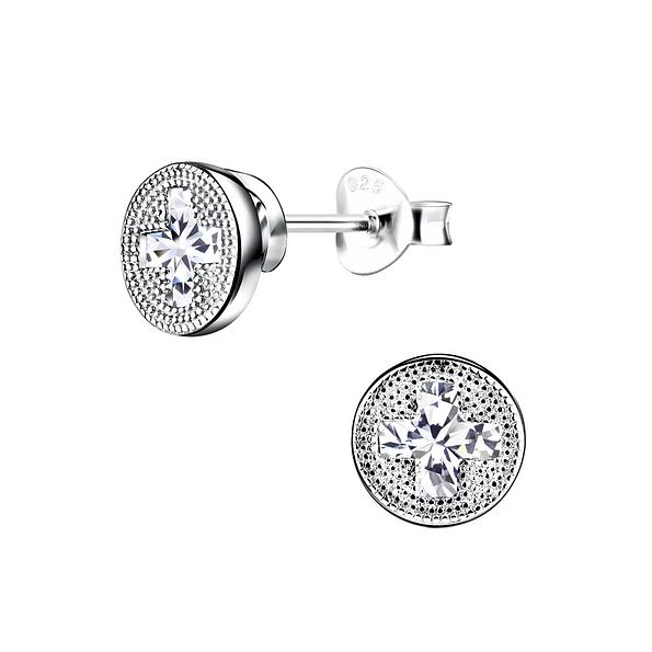 Silver Cross Stud Earrings - 8710