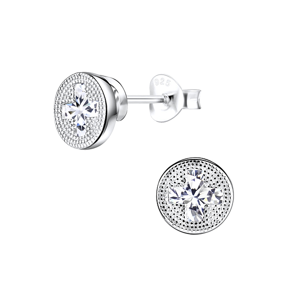 Silver Cross Stud Earrings - 9553