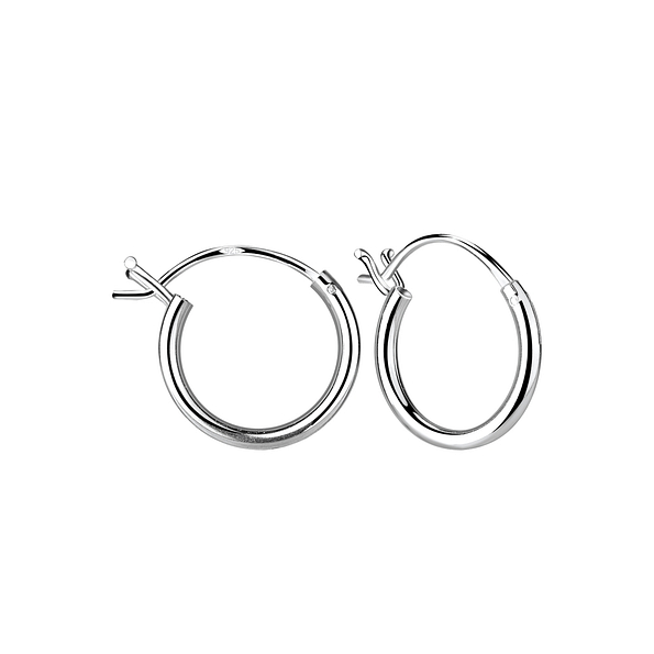 12mm Silver French Lock Hoop Earrings - 8988