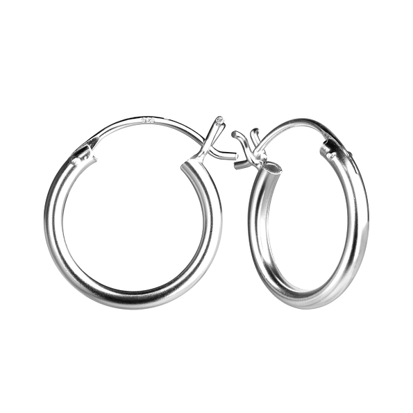 16mm Silver French Lock Hoop Earrings - 8990