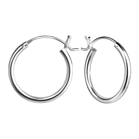20mm Silver French Lock Hoop Earrings - 8991