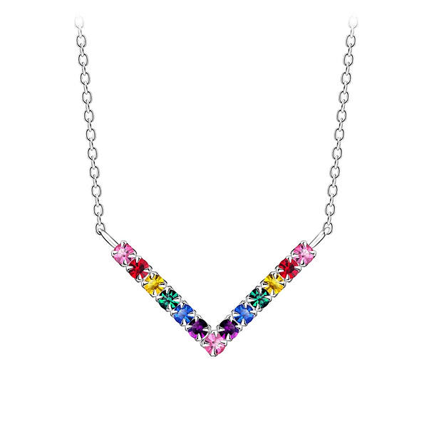 Silver Chevron Necklace - 8941