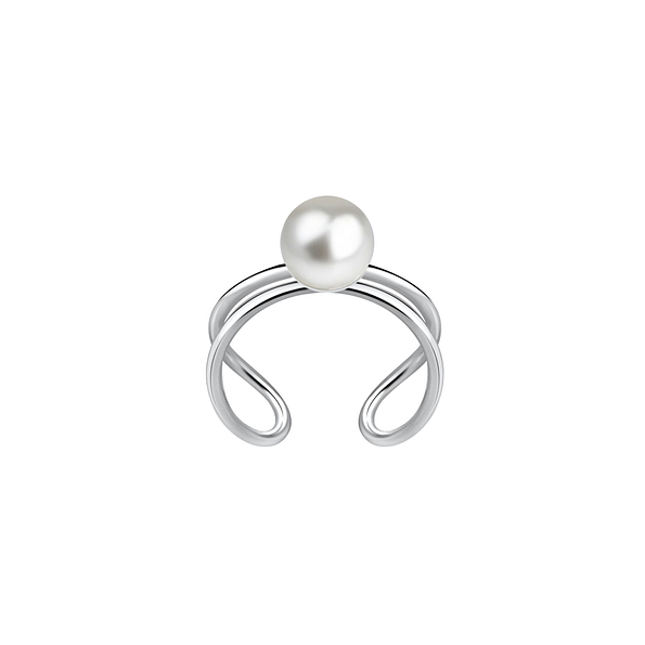 Silver Wire Ear Cuff with 4mm Pearl - 9198