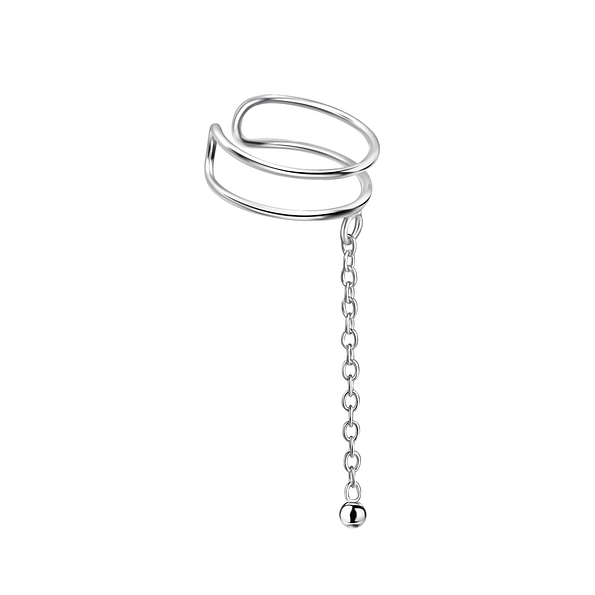 Silver Wire Ear Cuff with Hanging Ball - 9192