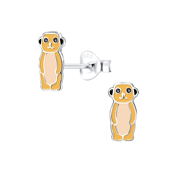 Silver Meerkat Stud Earrings - 9276