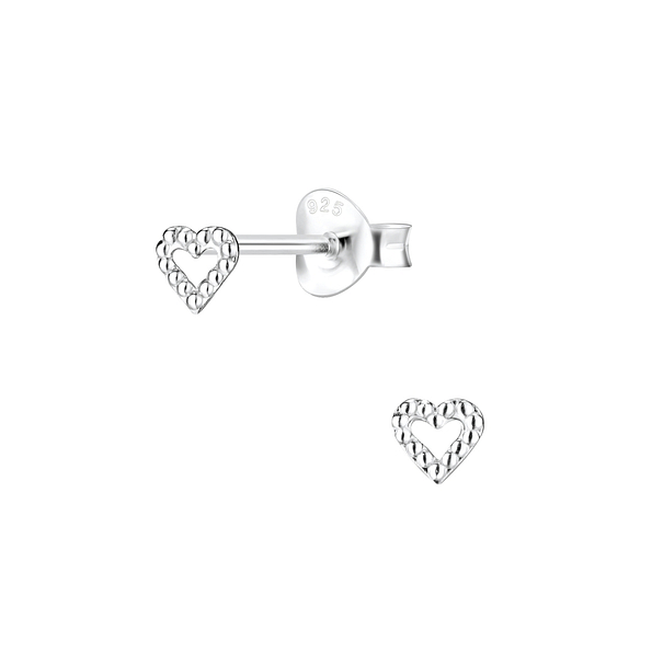 Silver Heart Stud Earrings - 9167