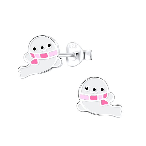 Silver Seal Stud Earrings - 9285