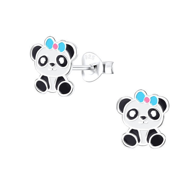Silver Panda Stud Earrings - 9418