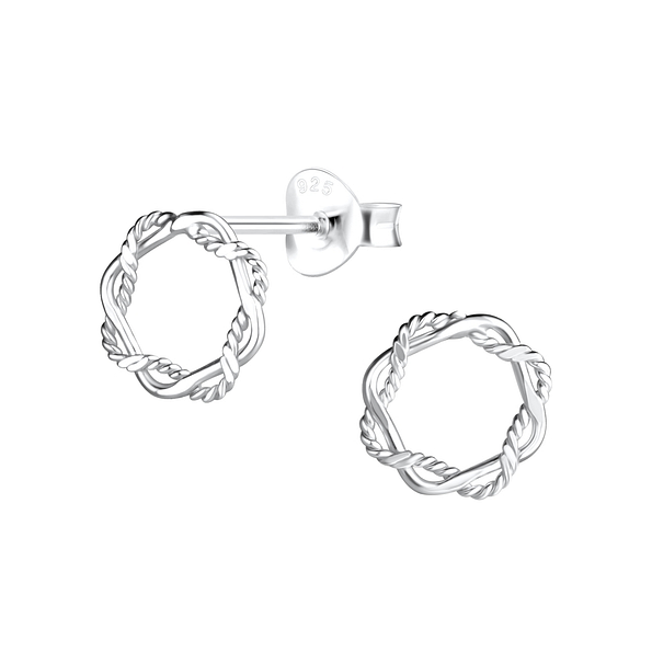 Silver Twisted Stud Earrings - 9225 Silver Twisted Stud Earrings - 9225