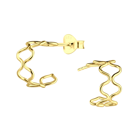Silver Wave Stud Earrings - 17352