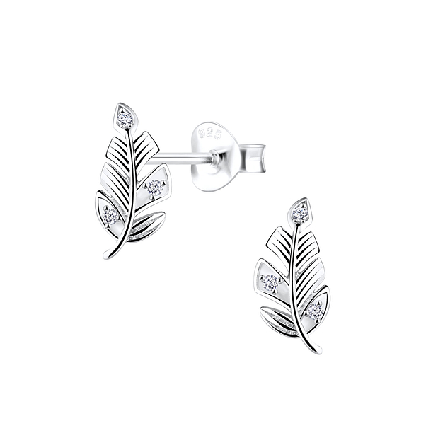 Silver Leaf Stud Earrings - 9611