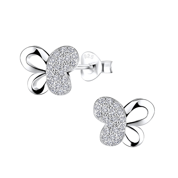 Silver Butterfly Stud Earrings - 8722
