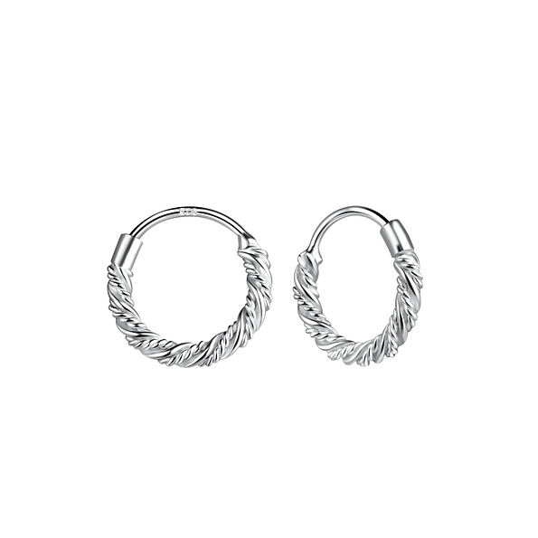 10mm Silver Twisted Hoop Earrings - 9181 10mm Silver Twisted Hoop Earrings - 9181