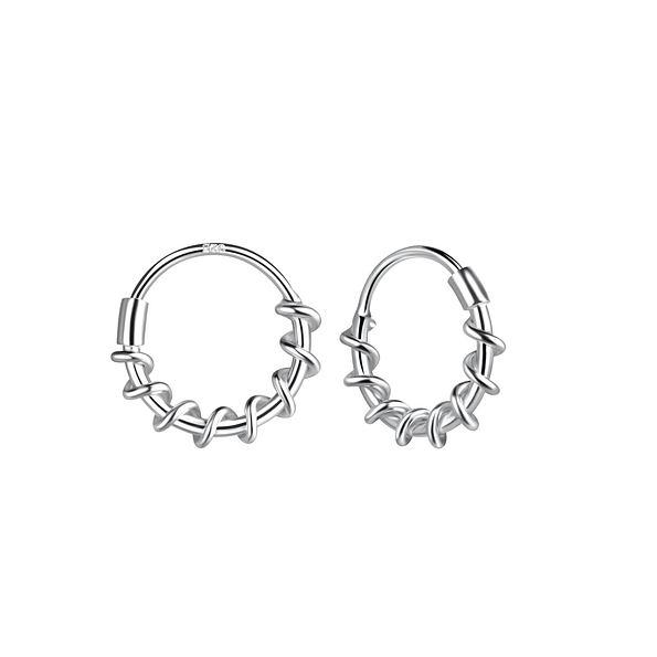 10mm Silver Twisted Hoop Earrings - 9185 10mm Silver Twisted Hoop Earrings - 9185