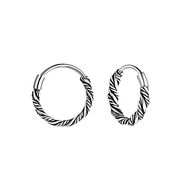 10mm Silver Twisted Hoop Earrings - 9186