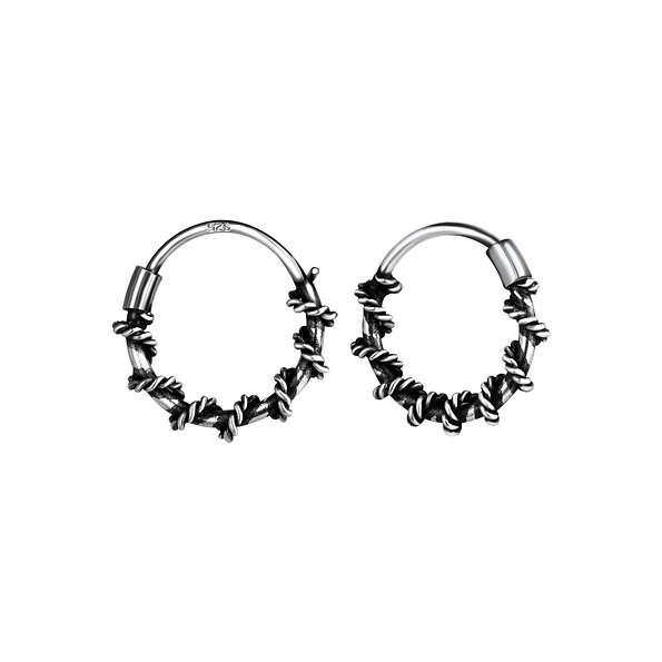 10mm Silver Twisted Hoop Earrings - 9188