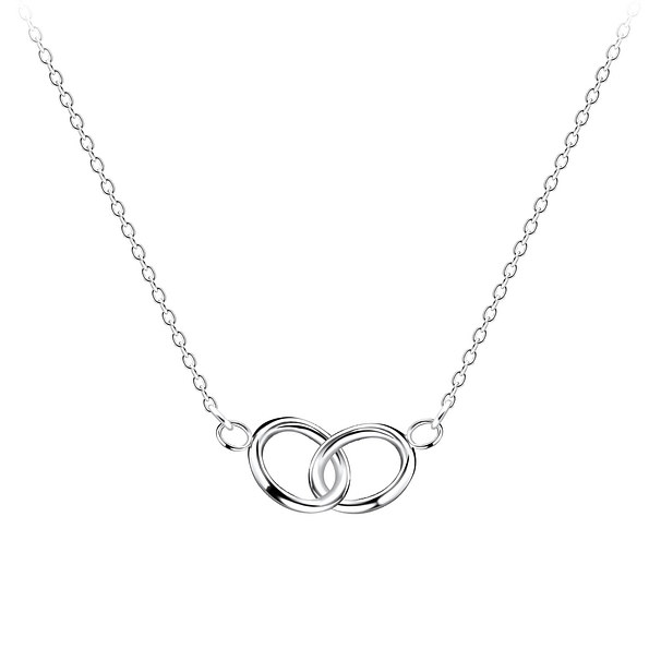 Silver Double Circle Necklace - 9173