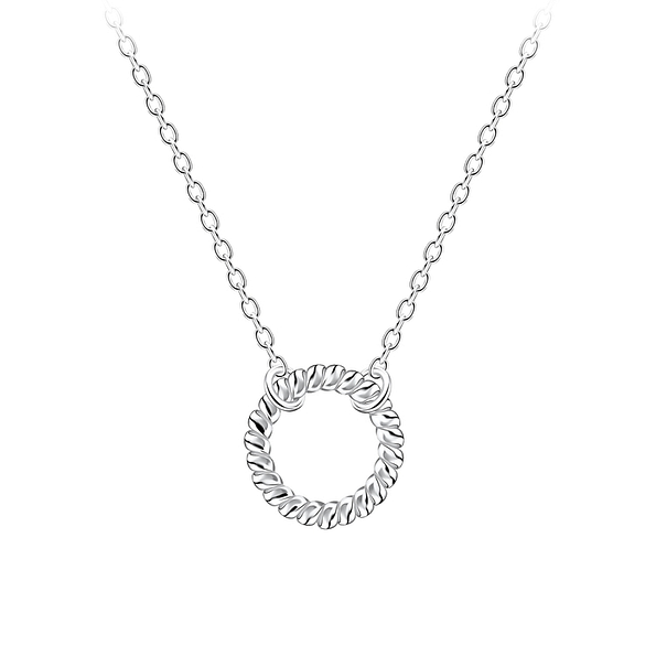 Silver Twisted Circle Necklace - 9175