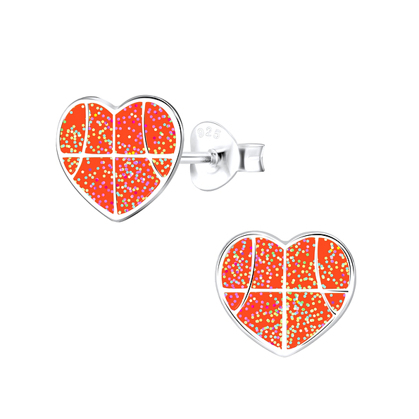 Silver Basket Ball Stud Earrings - 9301