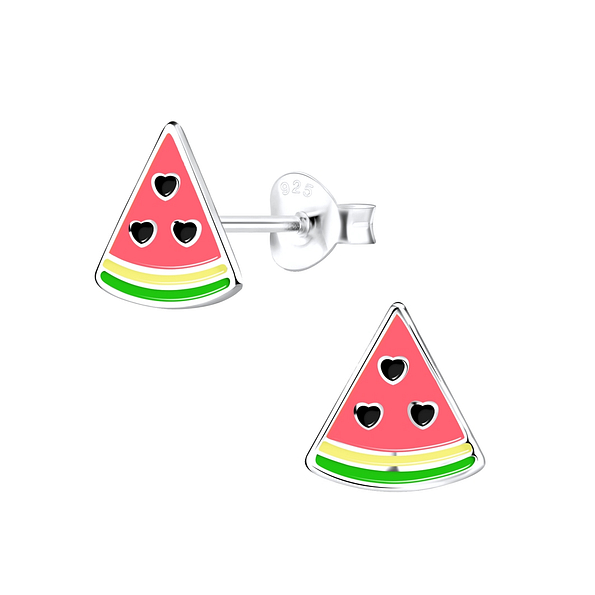 Silver Watermelon Stud Earrings - 9314