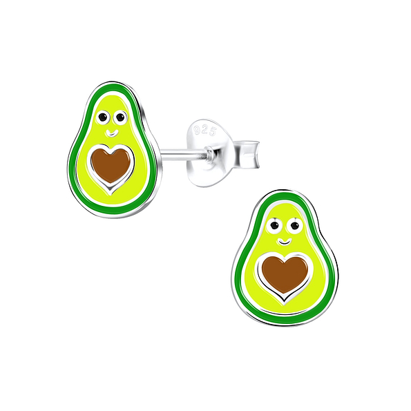 Silver Avocado Stud Earrings - 9316