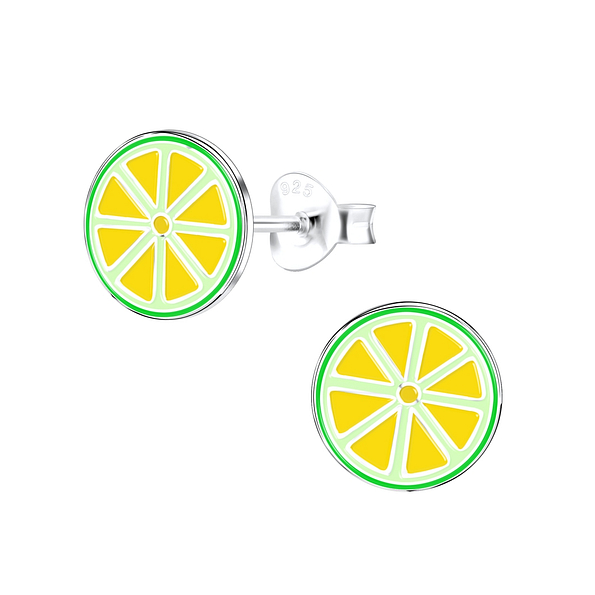 Silver Lime Stud Earrings - 9108