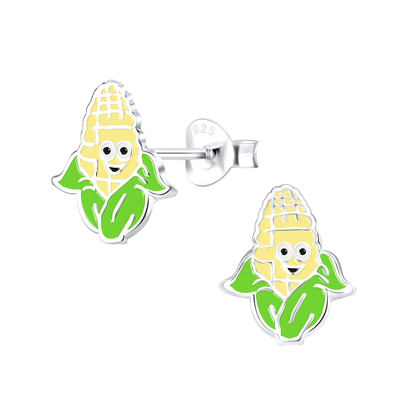 Silver Corn Stud Earrings - 9322