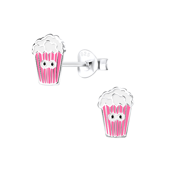 Silver Popcorn Stud Earrings - 9128