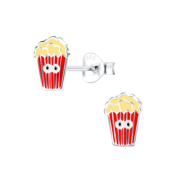 Silver Popcorn Stud Earrings - 9127