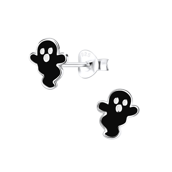 Silver Ghost Stud Earrings - 9339