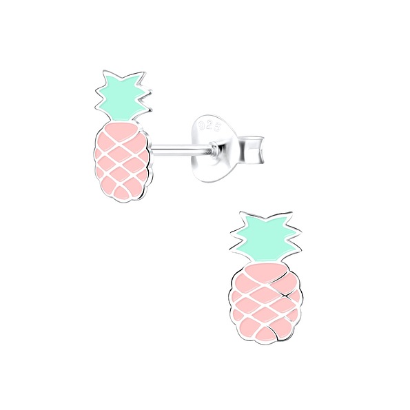 Silver Pineapple Stud Earrings - 9293