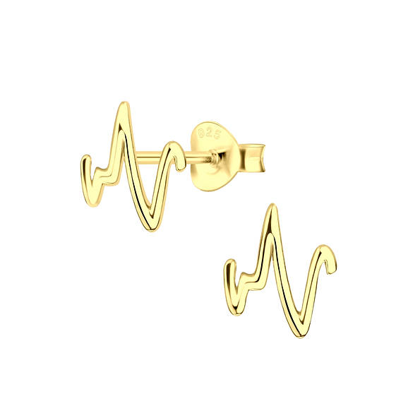 Silver Heartbeat Stud Earrings - 8460