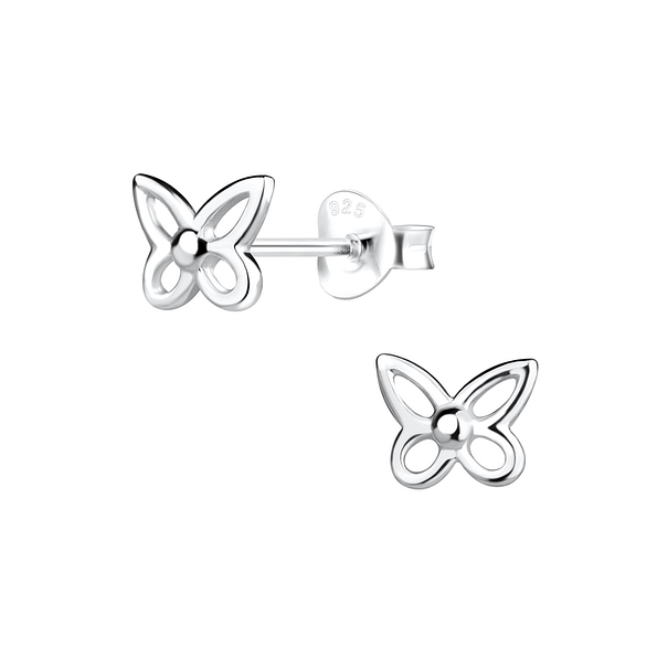 Silver Butterfly Stud Earrings - 5049