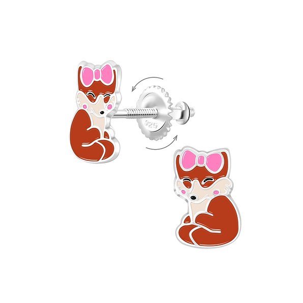 Silver Fox Screw Back Earrings - 9364