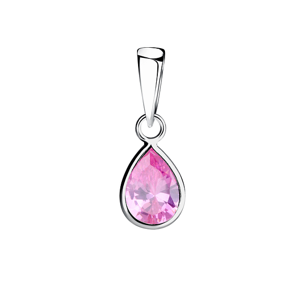 6x8mm Pear Cubic Zirconia Silver Pendant - 9296