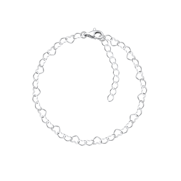 18cm Silver Heart Bracelet - 8809