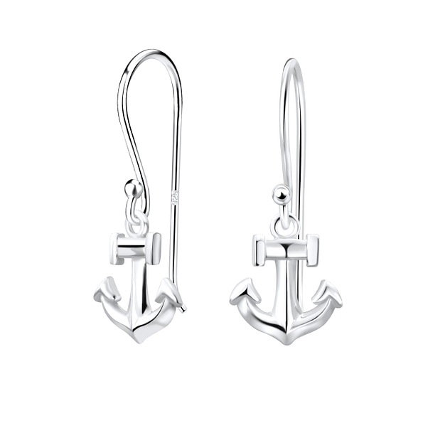 Silver Anchor Earrings - 9489