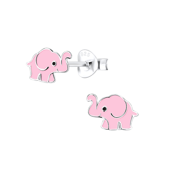 Silver Elephant Stud Earrings - 9495