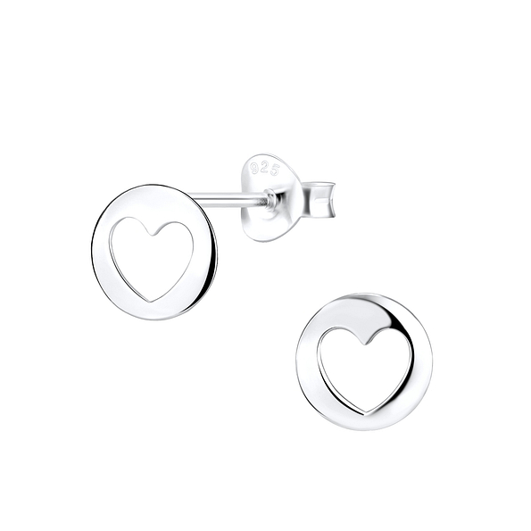 Silver Heart Stud Earrings - 9482