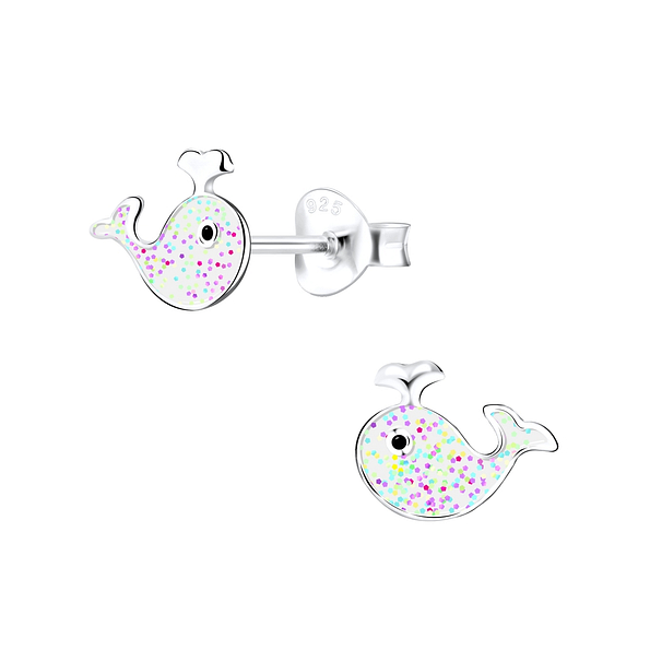Silver Whale Stud Earrings - 9500