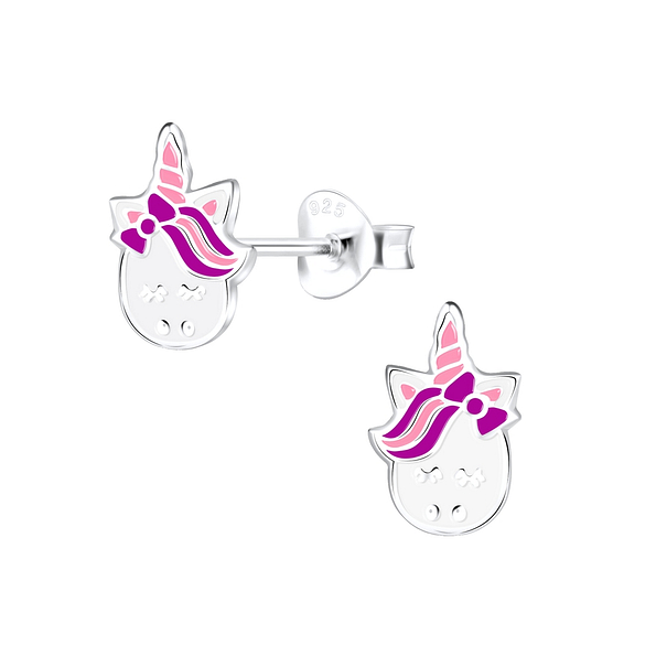 Silver Unicorn Stud Earrings - 9051