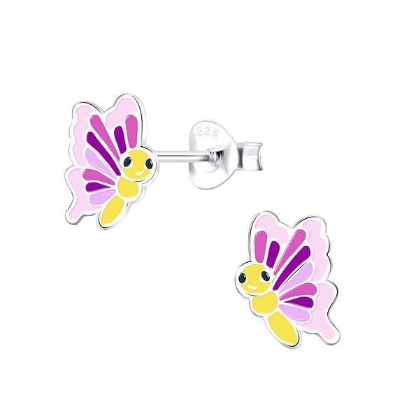 Silver Butterfly Stud Earrings - 9387