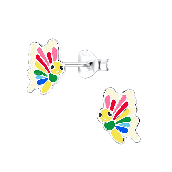 Silver Butterfly Stud Earrings - 9388