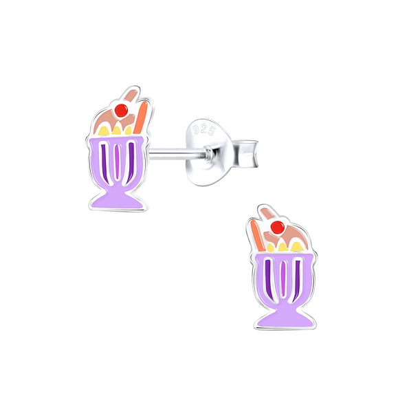 Silver Ice Cream Stud Earrings - 9398
