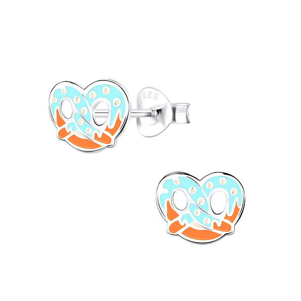 Silver Pretzel Stud Earrings - 9422