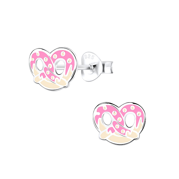 Silver Pretzel Stud Earrings - 9420