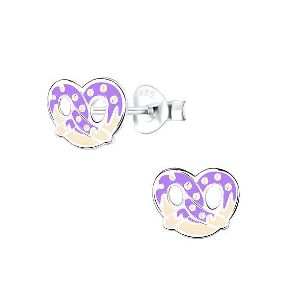 Silver Pretzel Stud Earrings - 9421