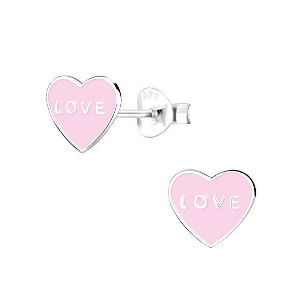 Silver Heart Stud Earrings - 9288